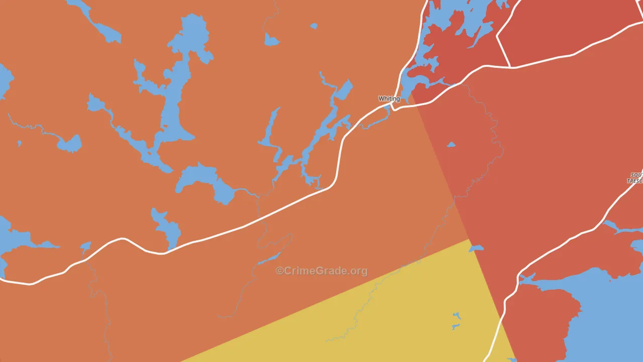 Whiting, ME Map of Robbery Rates