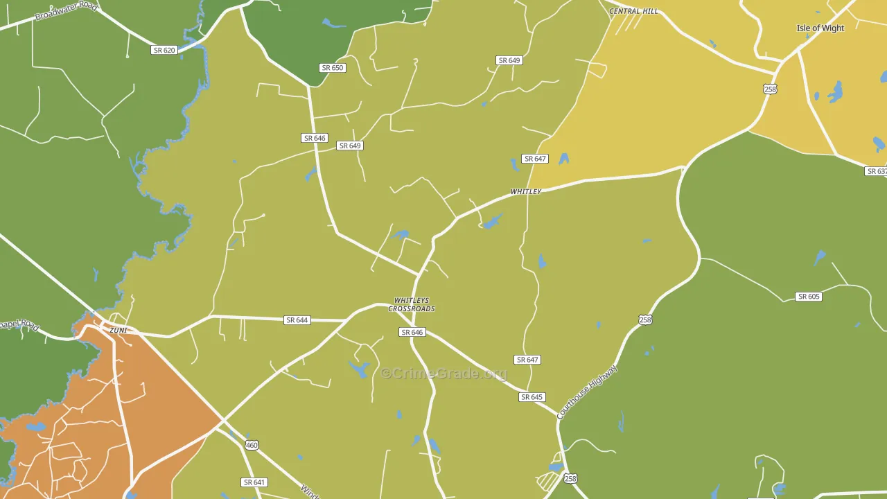 Whitley, VA Map of Robbery Rates
