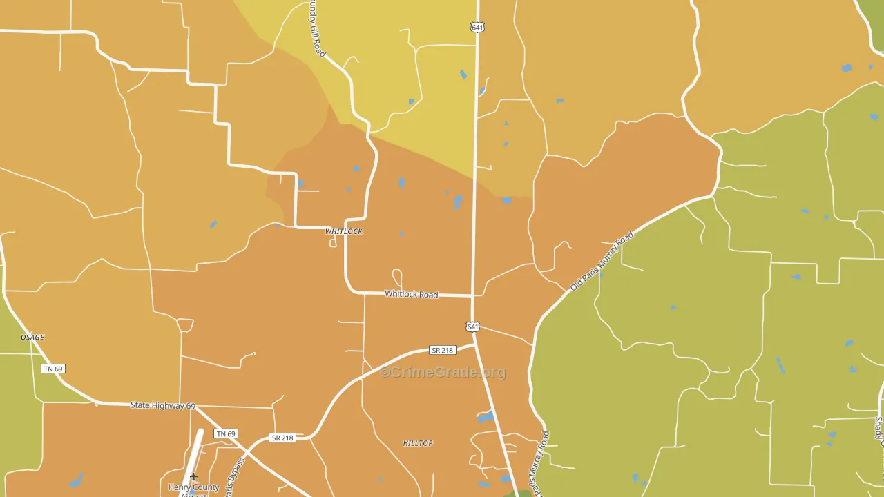 Whitlock, TN Map of Robbery Rates