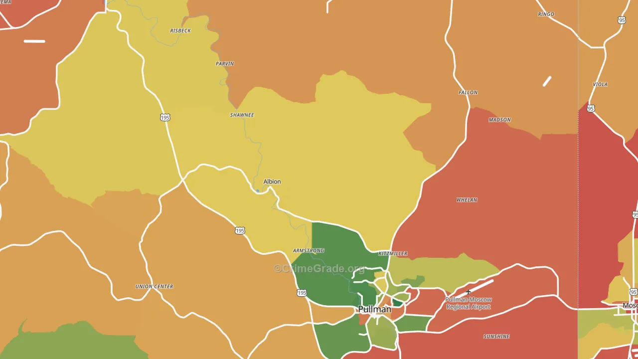 Whitman County, WA Map of Robbery Rates