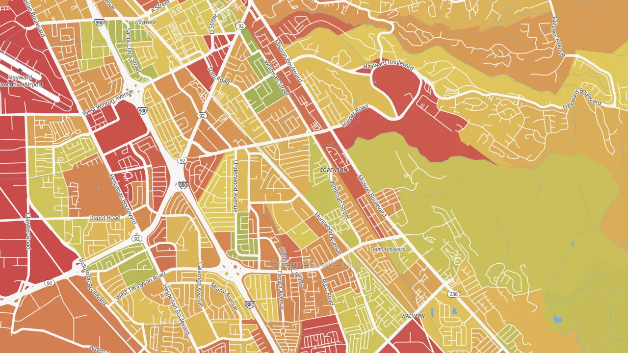 Whitman-Mocine, Hayward, CA Map of Robbery Rates