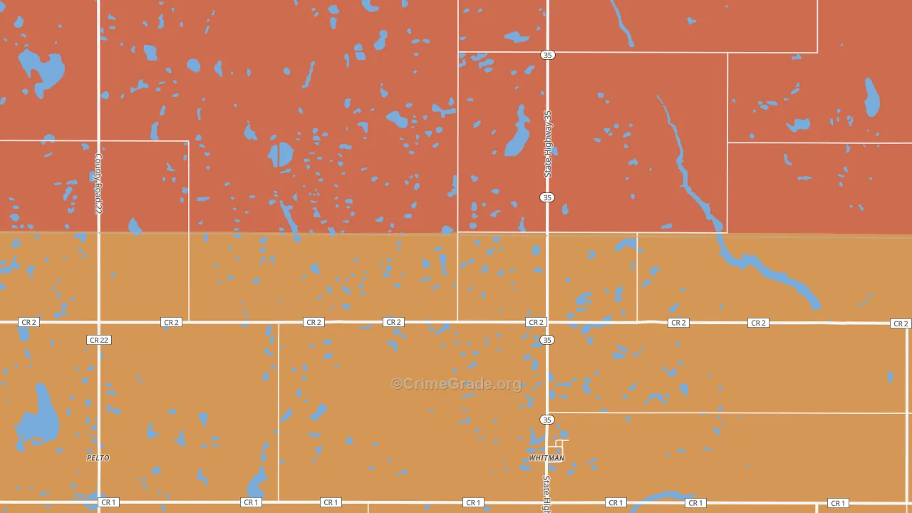 Whitman, ND Map of Robbery Rates