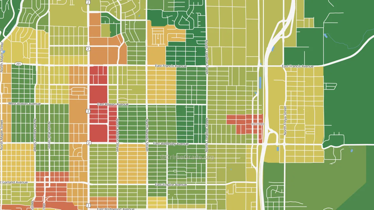 Whitman, Spokane, WA Map of Robbery Rates