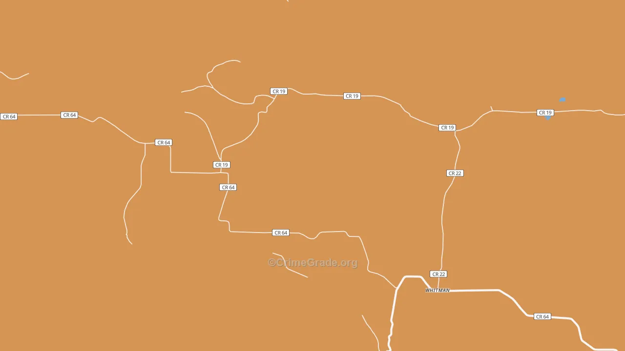 Whitman, WY Map of Robbery Rates