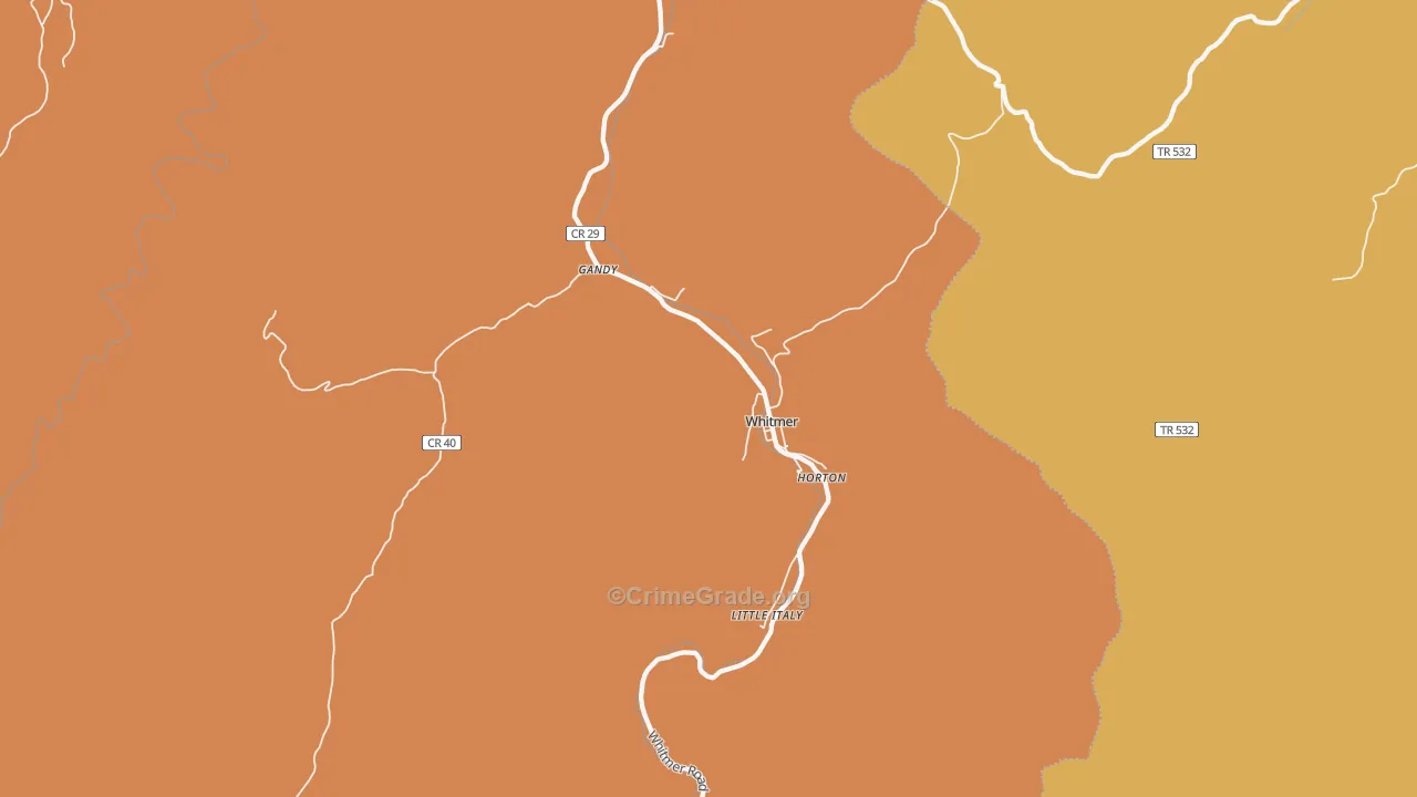 Whitmer, WV Map of Robbery Rates