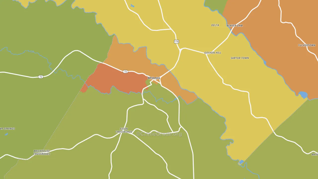 Whitmire, SC Map of Robbery Rates