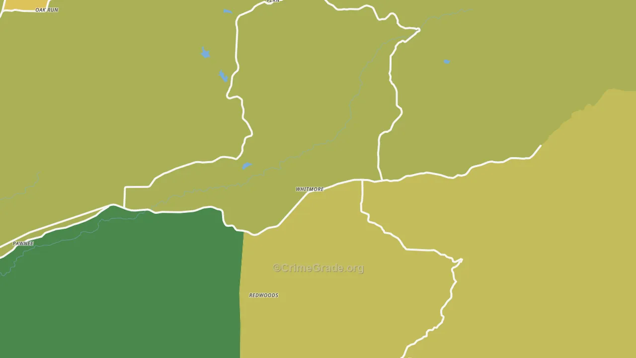 Whitmore, CA Map of Robbery Rates