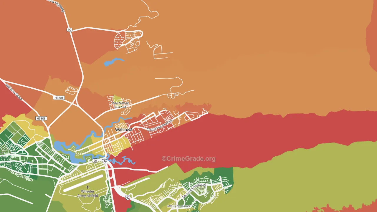 Whitmore Village, HI Map of Robbery Rates