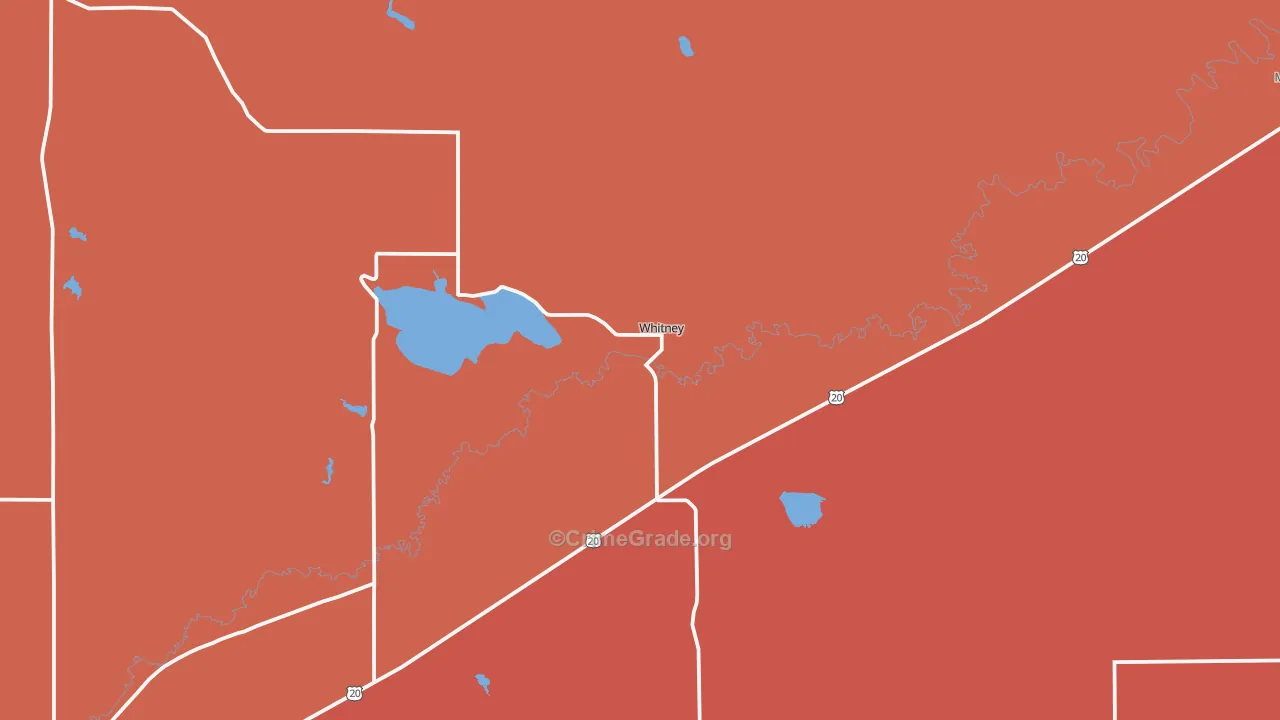 Whitney, NE Map of Robbery Rates