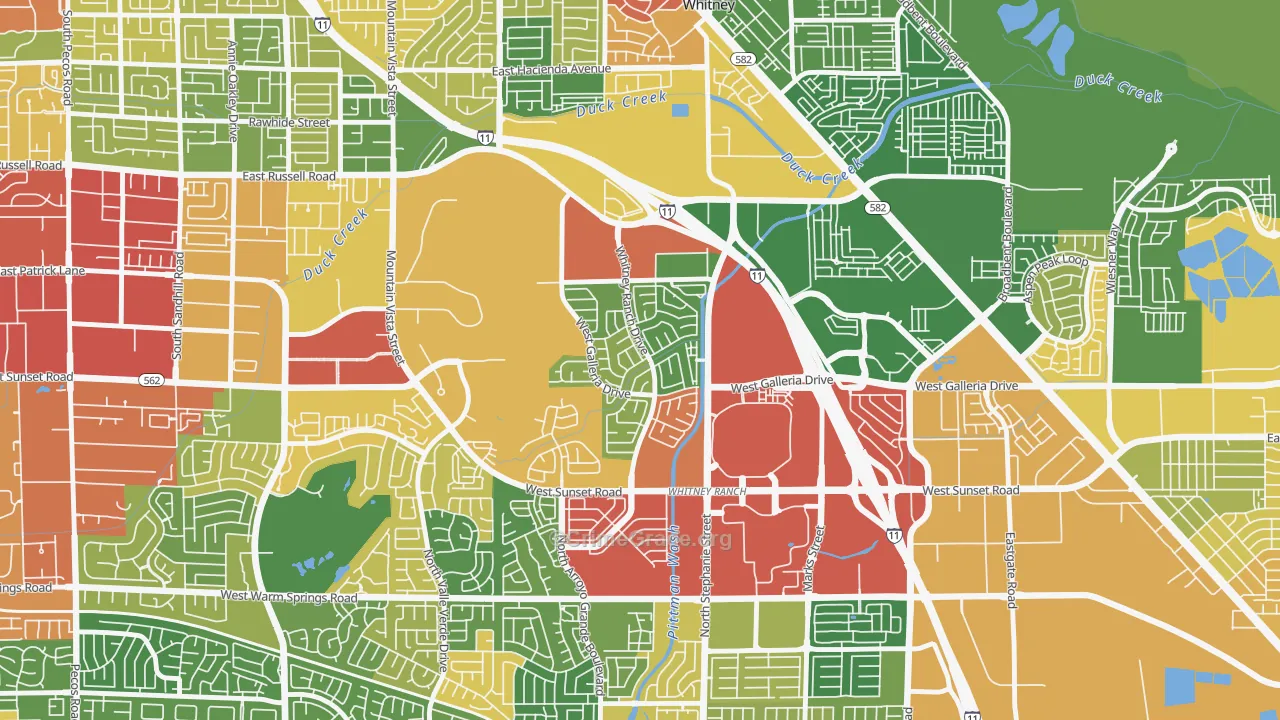 Whitney Ranch, Henderson, NV Map of Robbery Rates