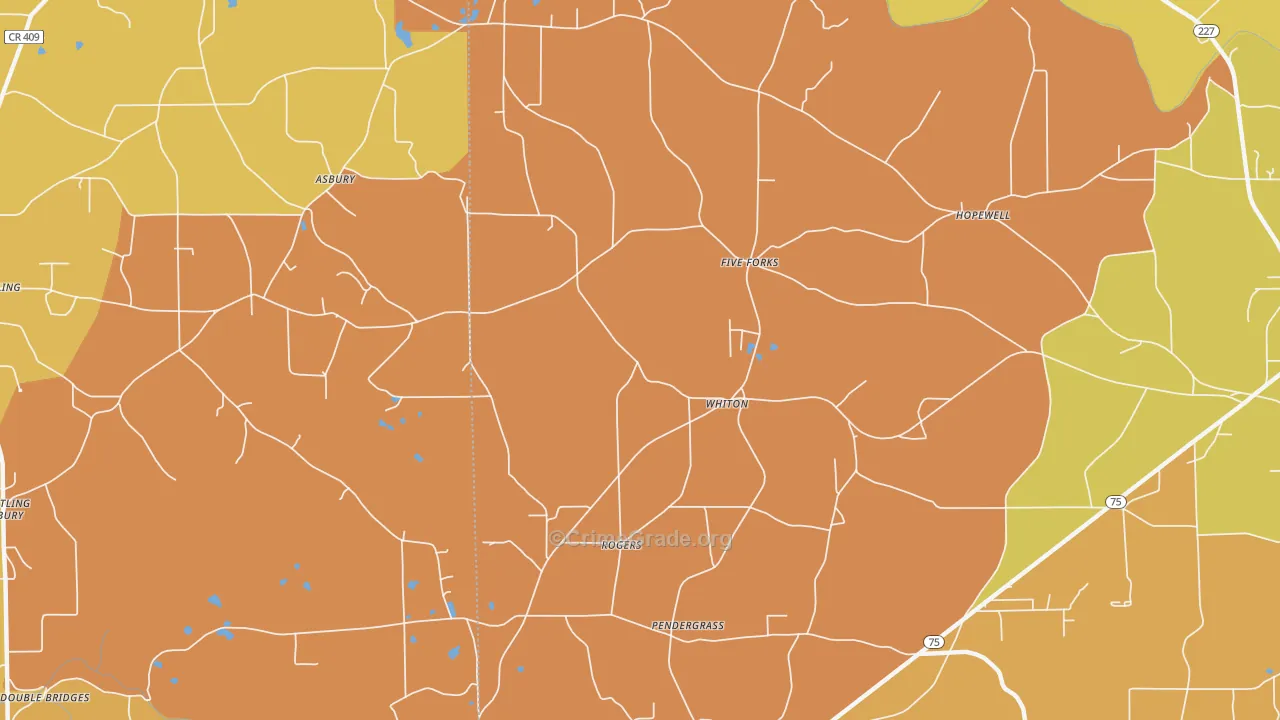 Whiton, AL Map of Robbery Rates