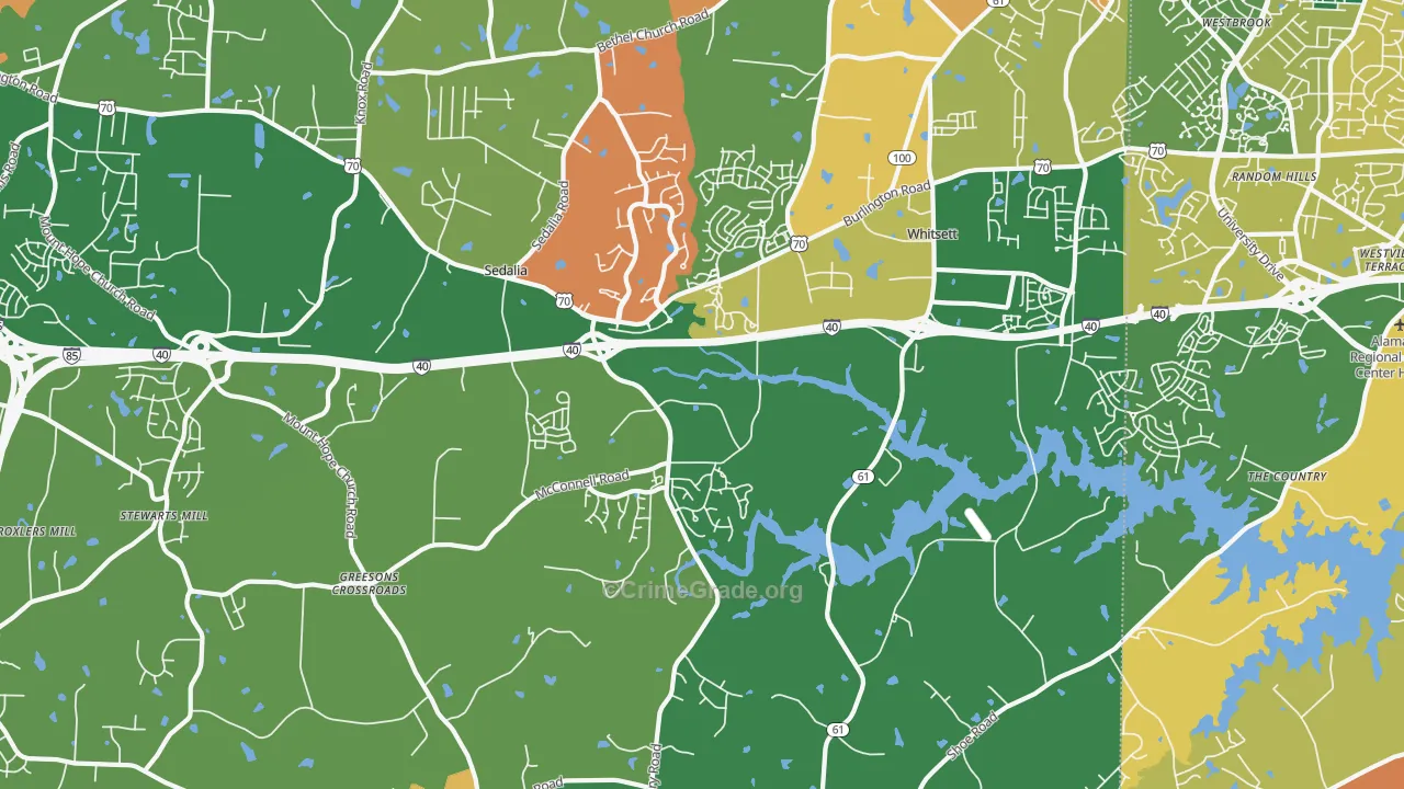 Whitsett, NC Map of Robbery Rates