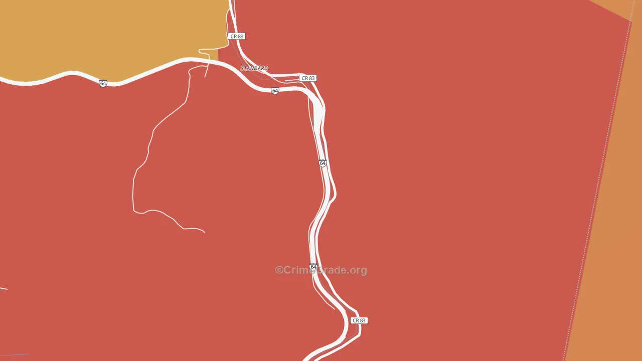 Whittaker, WV Map of Robbery Rates