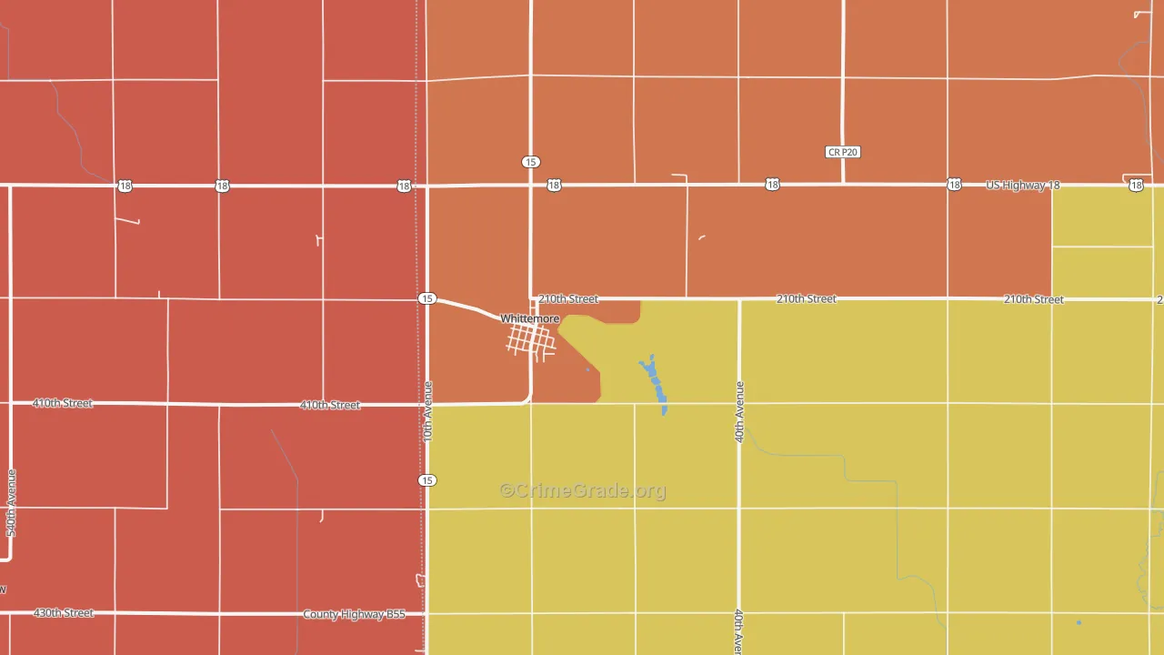 Whittemore, IA Map of Robbery Rates