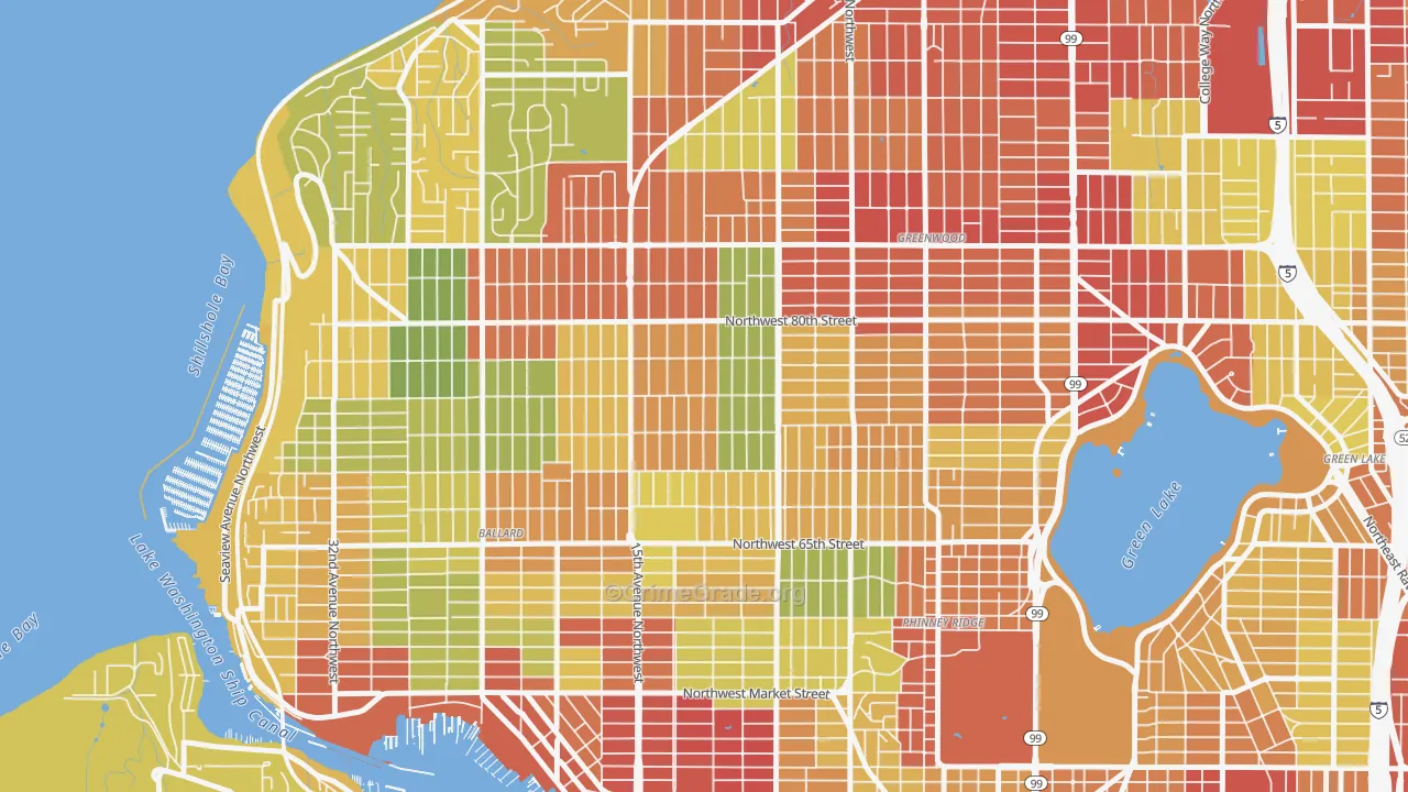 Whittier Heights, Seattle, WA Map of Robbery Rates
