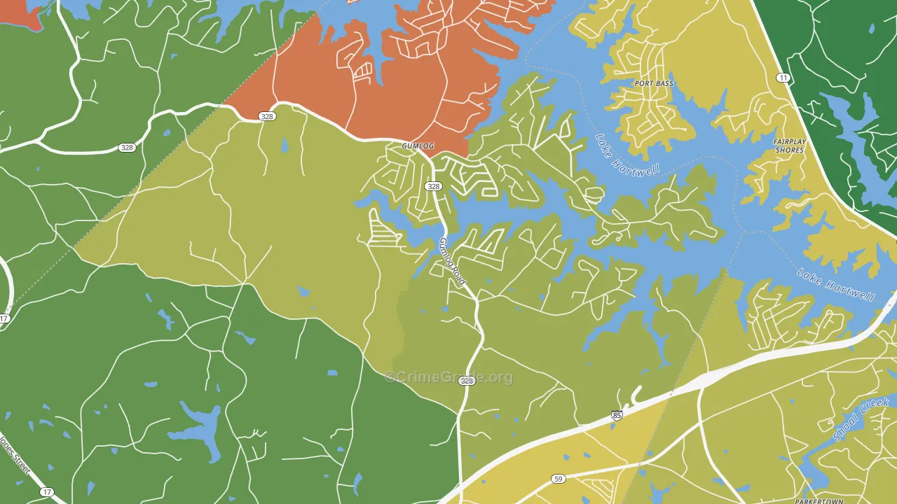 Whitworth, GA Map of Robbery Rates