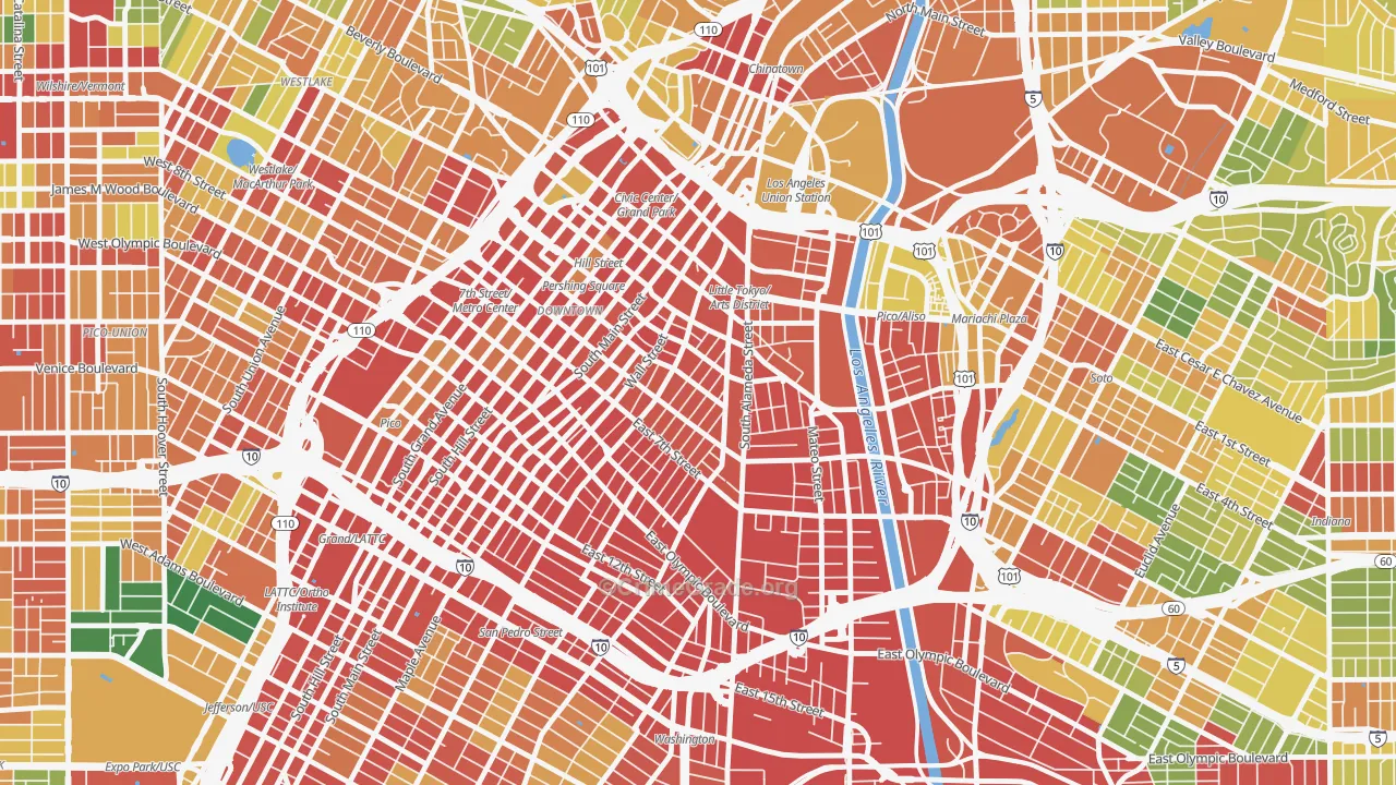 Wholesale District-Skid Row, Los Angeles, CA Map of Robbery Rates