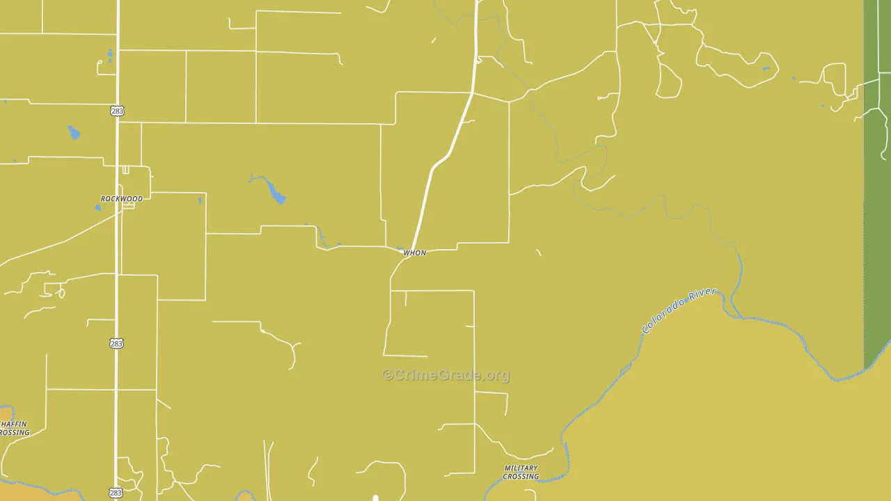 Whon, TX Map of Robbery Rates