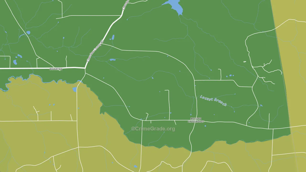Whorton, AL Map of Robbery Rates