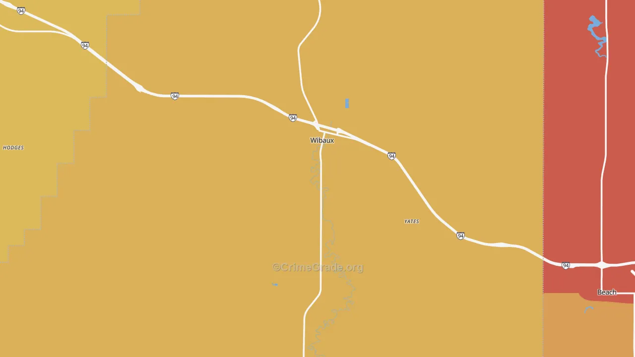 Wibaux County, MT Map of Robbery Rates