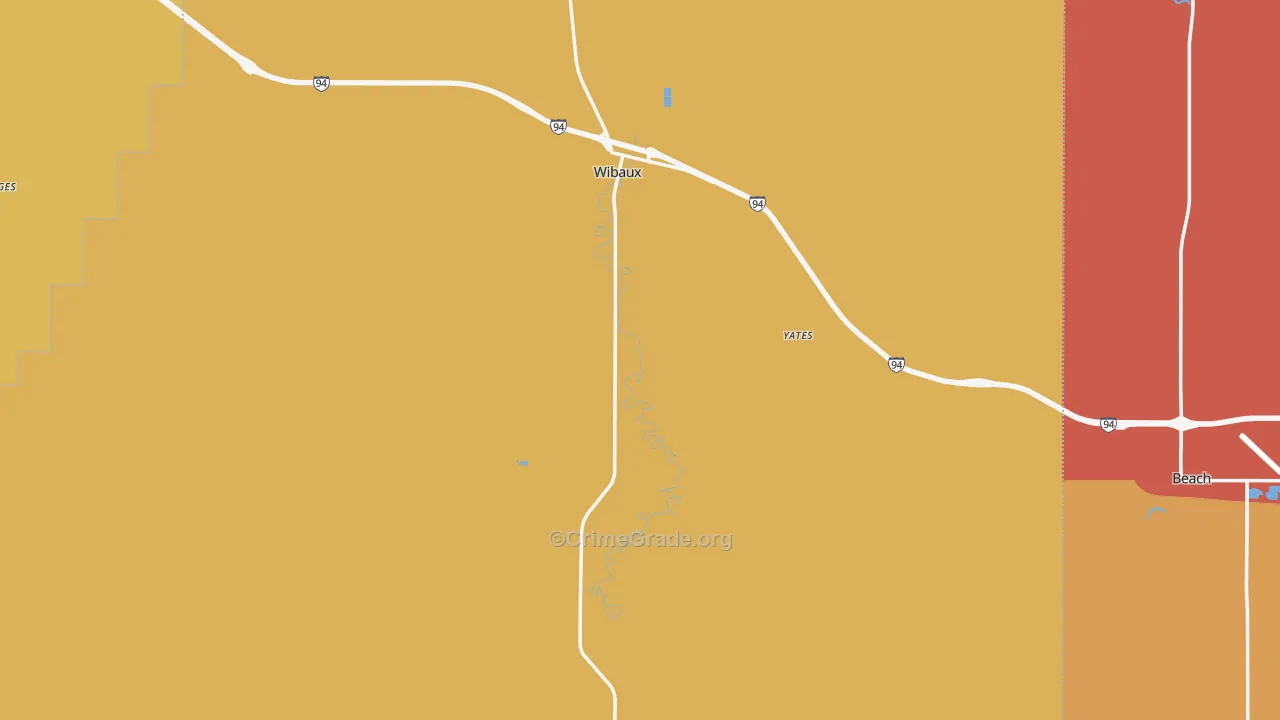 Wibaux, MT Map of Robbery Rates