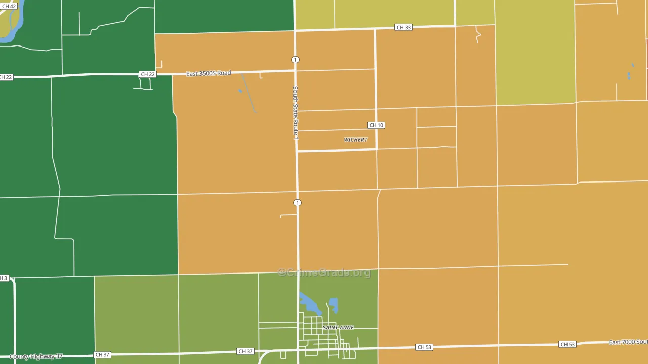 Wichert, IL Map of Robbery Rates