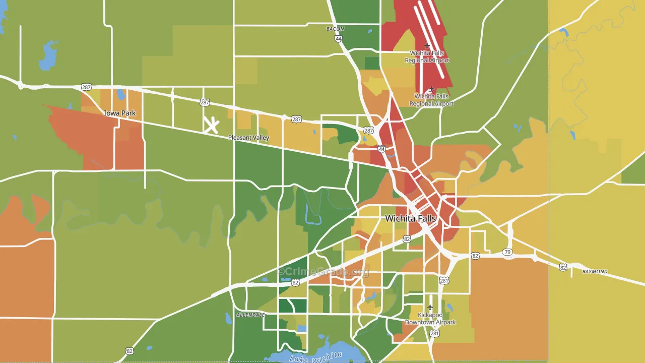 Wichita County, TX Map of Robbery Rates