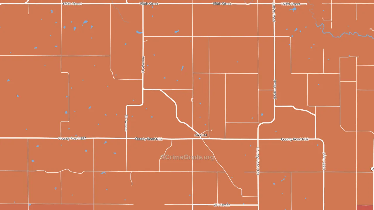 Wichita, IA Map of Robbery Rates