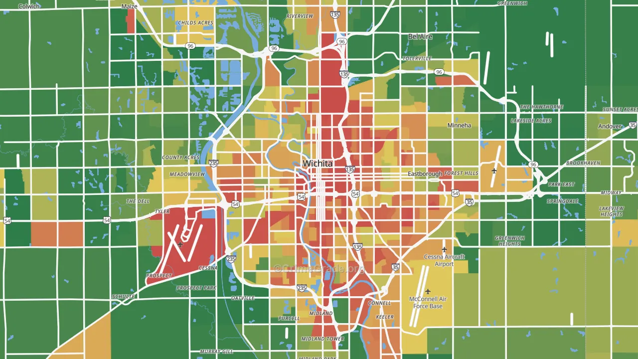 Wichita, KS Map of Robbery Rates