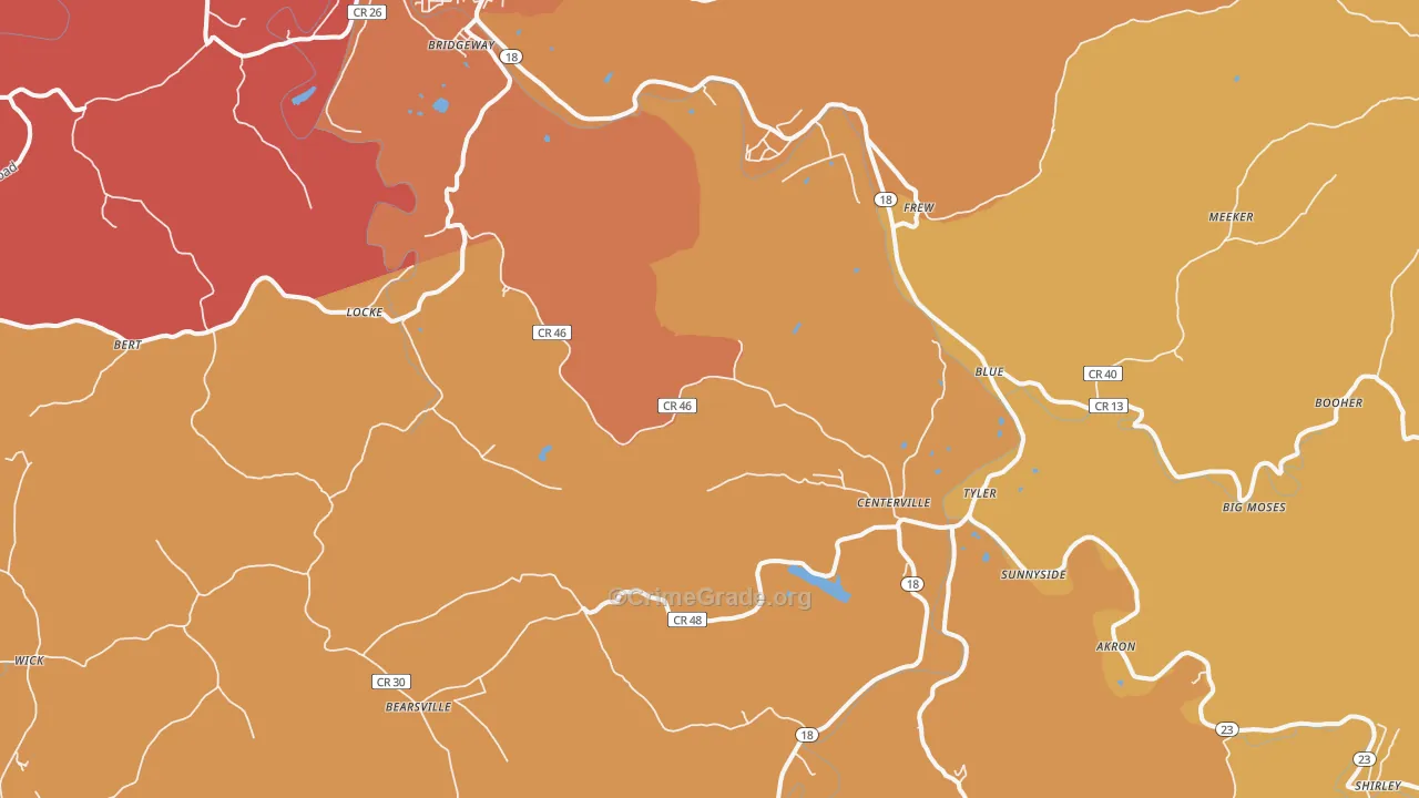 Wick, WV Map of Robbery Rates