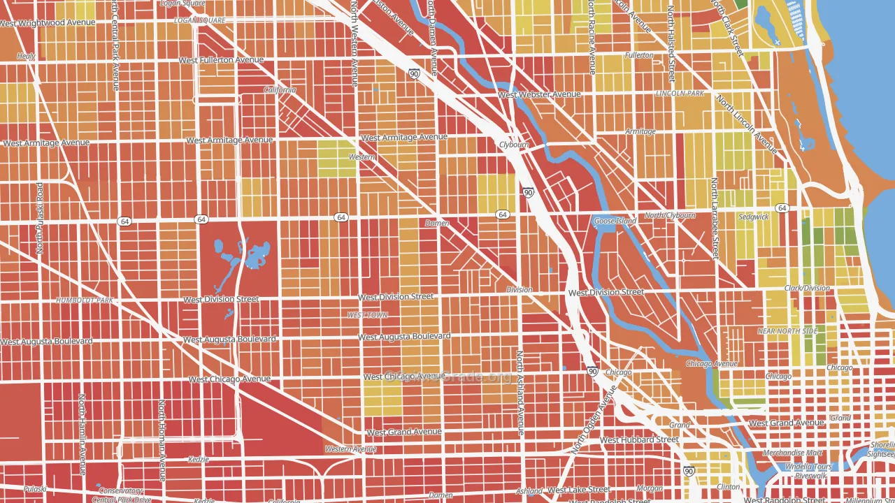 Wicker Park, Chicago, IL Map of Robbery Rates