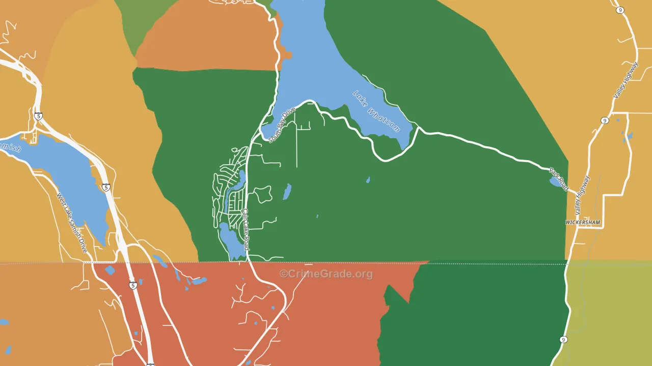 Wickersham, WA Map of Robbery Rates