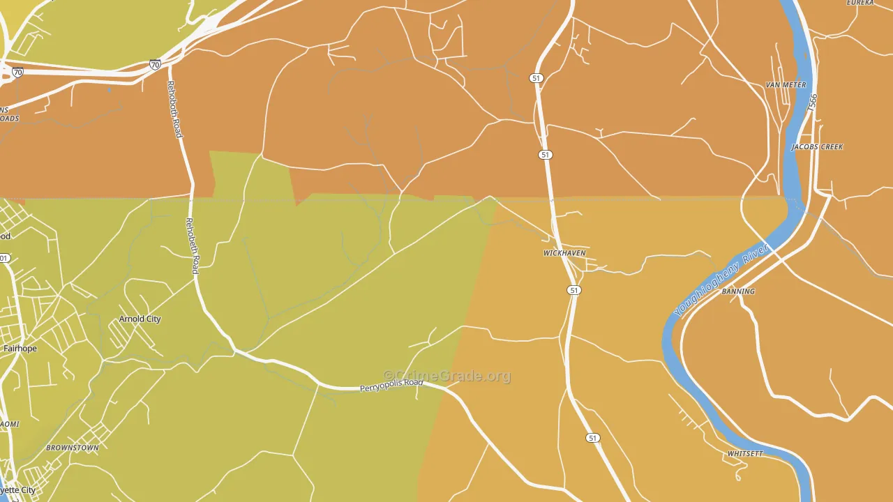 Wickhaven, PA Map of Robbery Rates