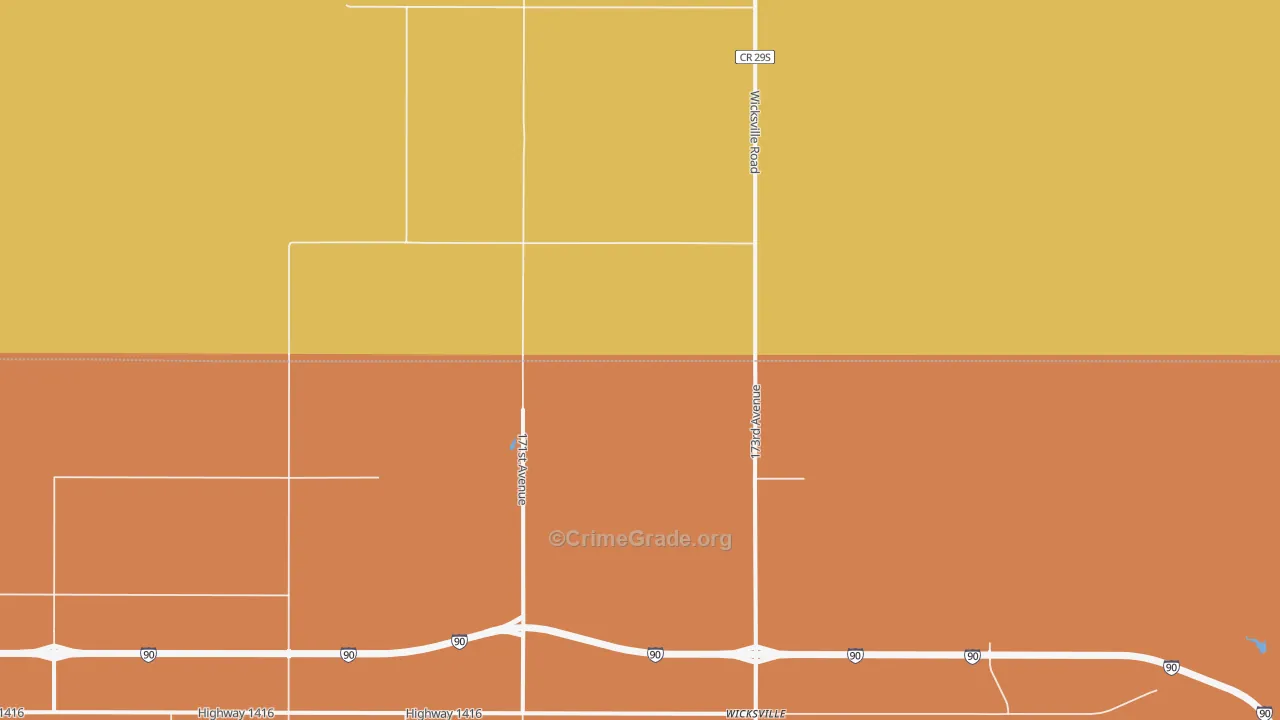 Wicksville, SD Map of Robbery Rates