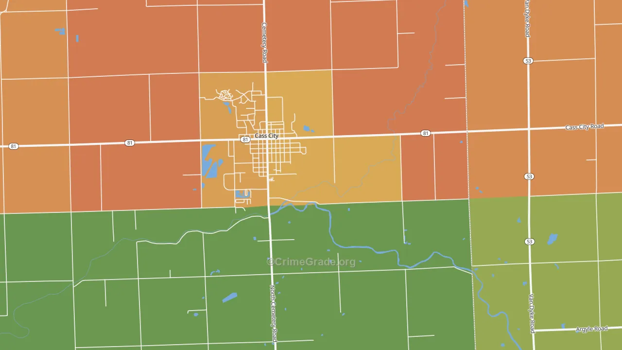Wickware, MI Map of Robbery Rates