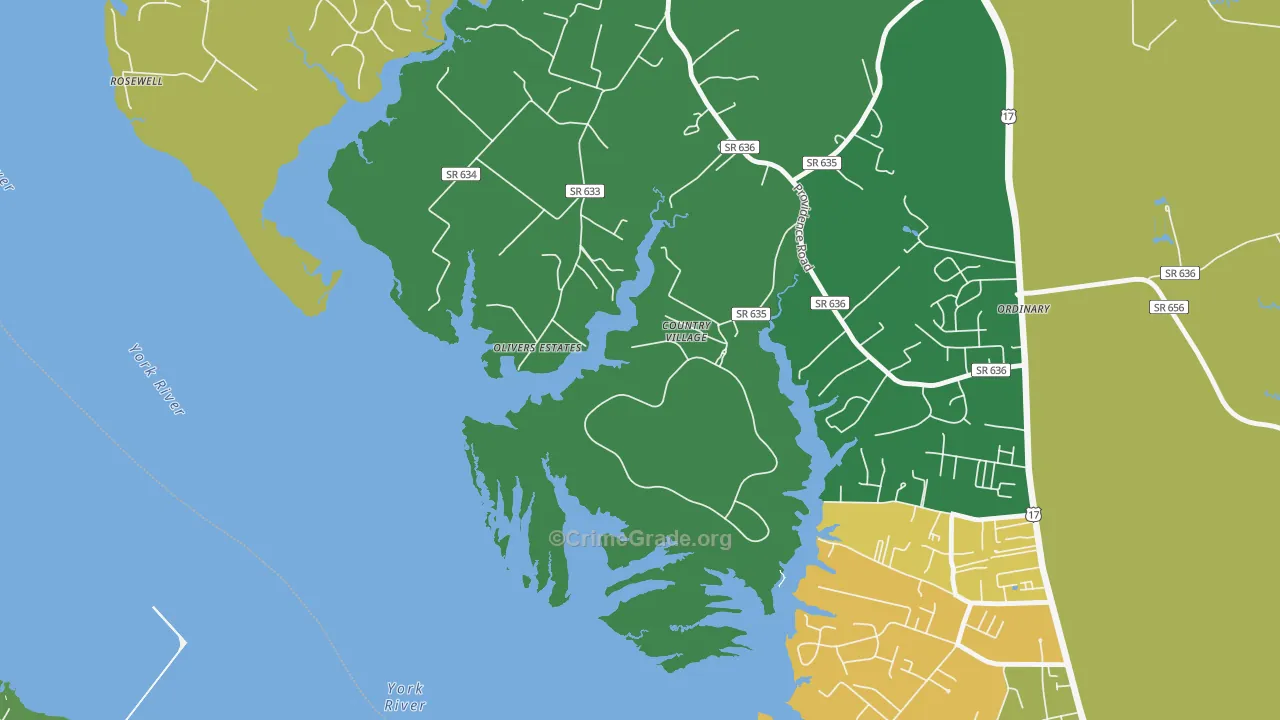 Wicomico, VA Map of Robbery Rates