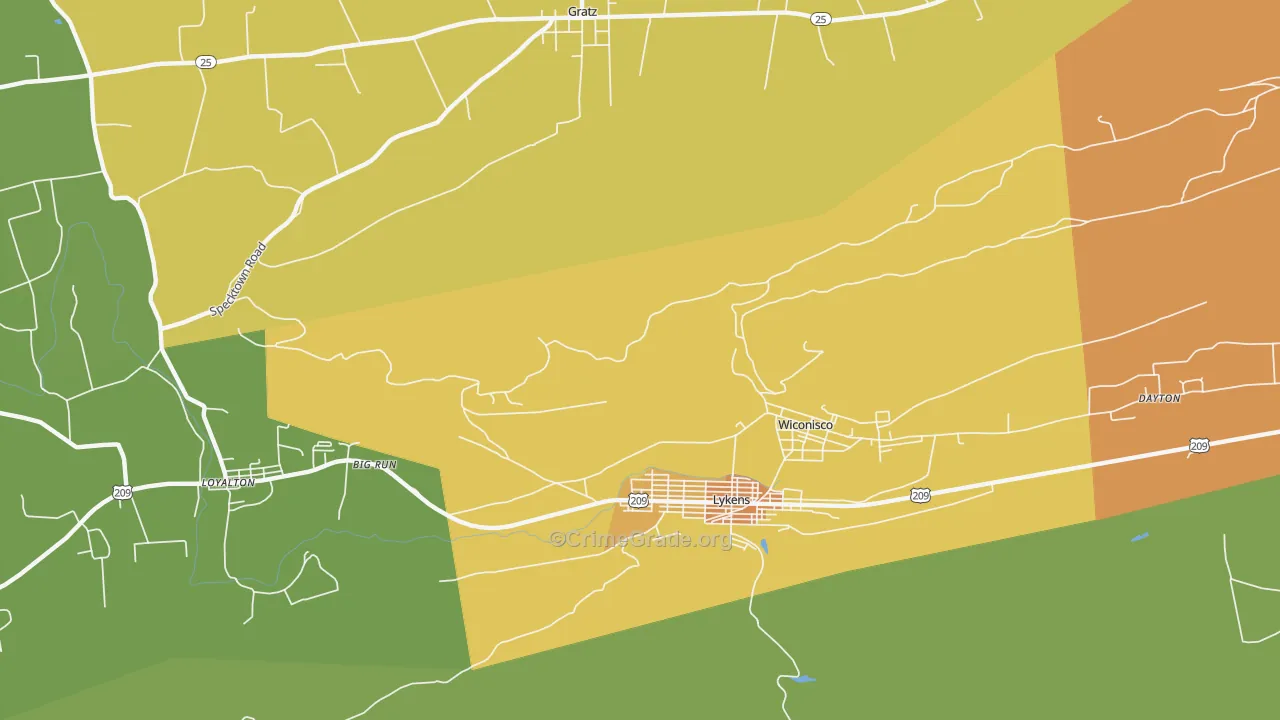 Wiconisco, PA Map of Robbery Rates