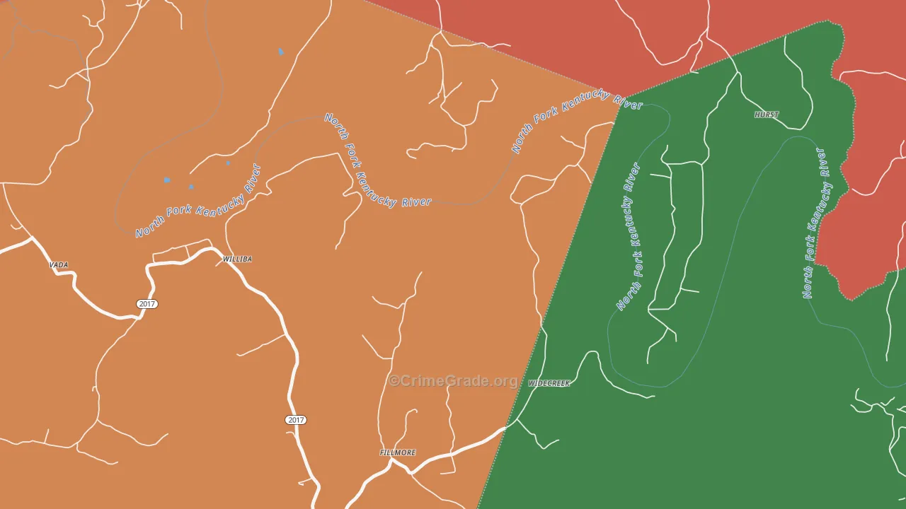Widecreek, KY Map of Robbery Rates