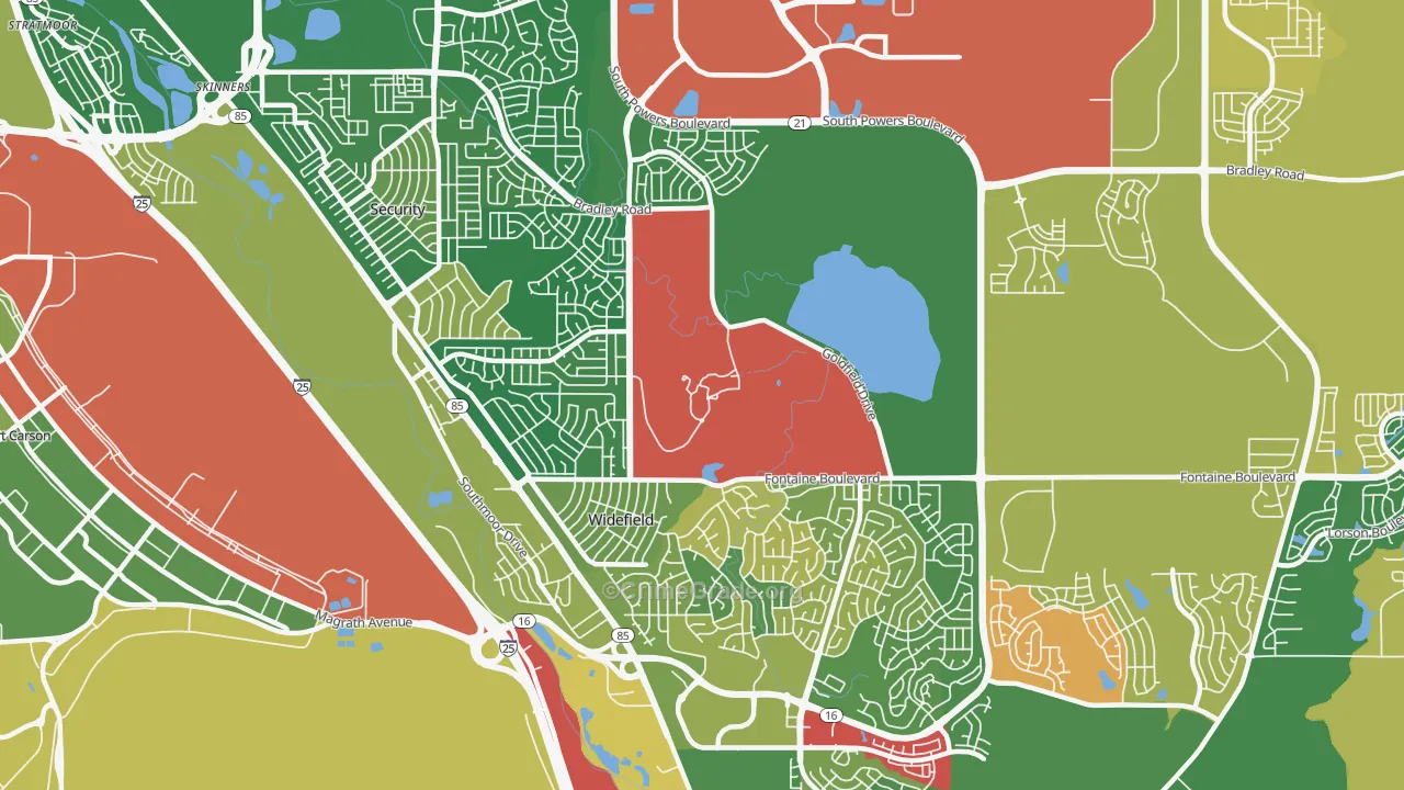 Widefield, Security-Widefield, CO Map of Robbery Rates