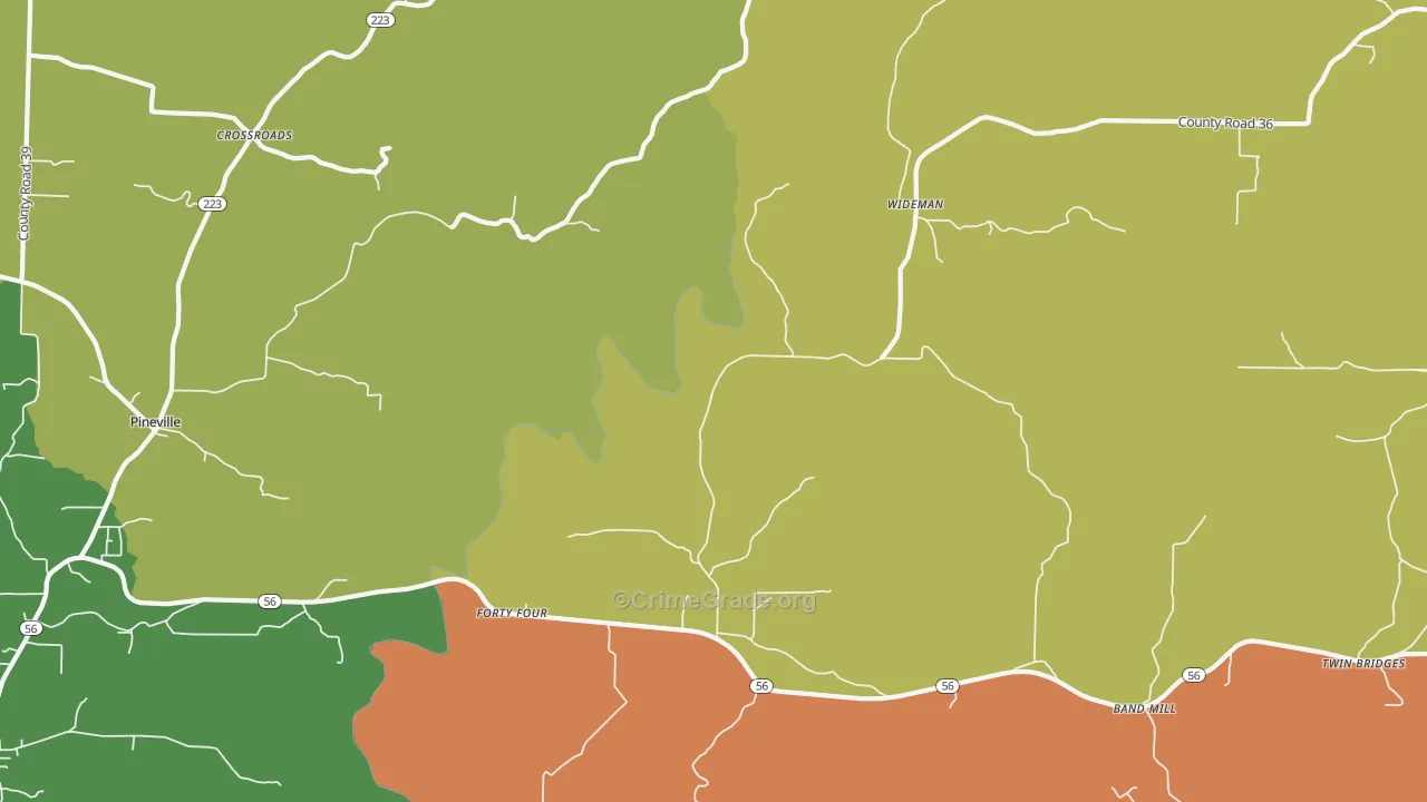 Wideman, AR Map of Robbery Rates