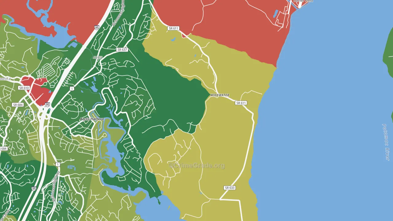 Widewater, VA Map of Robbery Rates