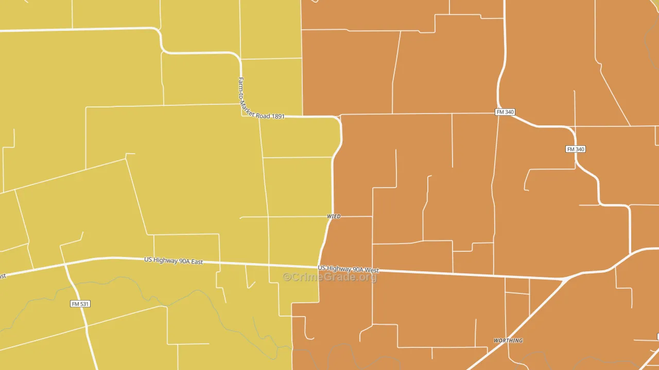 Wied, TX Map of Robbery Rates