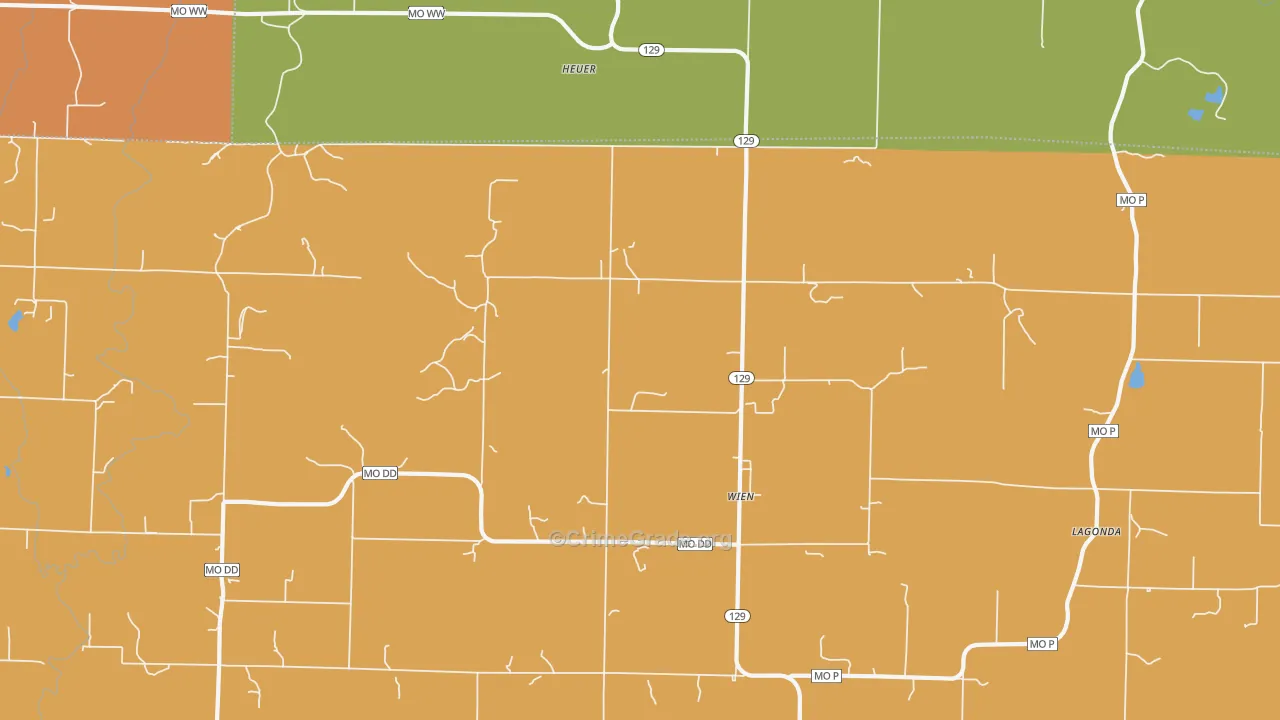 Wien, MO Map of Robbery Rates