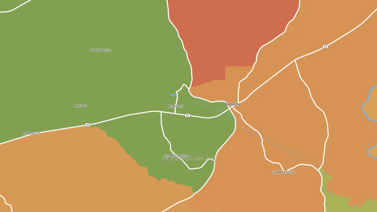Wiergate, TX Map of Robbery Rates