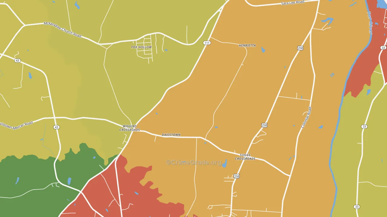 Wiggins Crossroads, NC Map of Robbery Rates