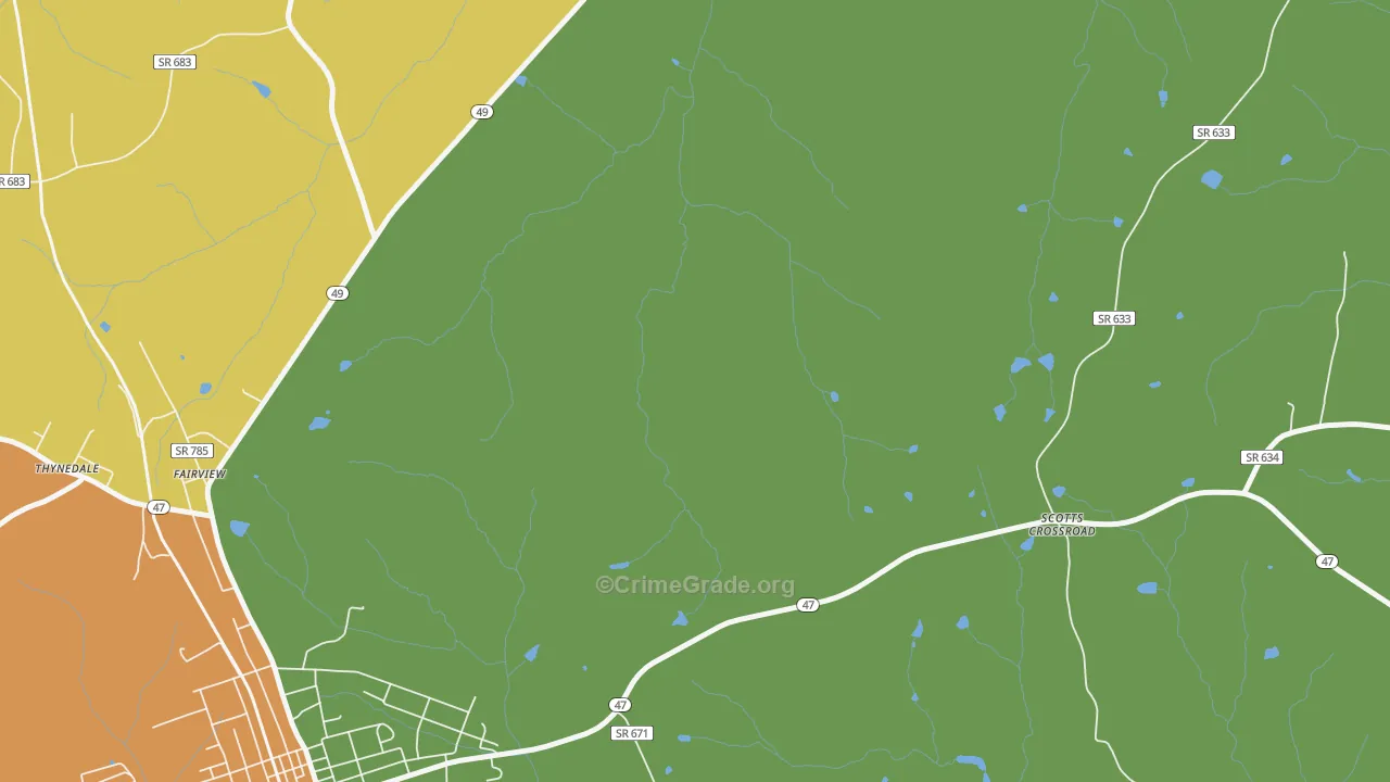 Wightman, VA Map of Robbery Rates