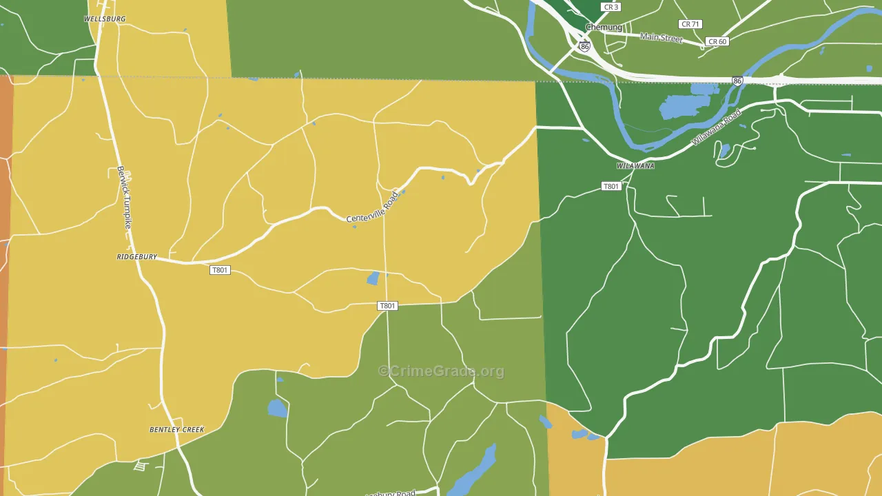Wilawana, PA Map of Robbery Rates