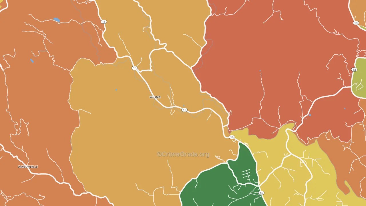 Wilbar, NC Map of Robbery Rates