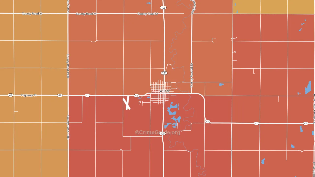 Wilber, NE Map of Robbery Rates