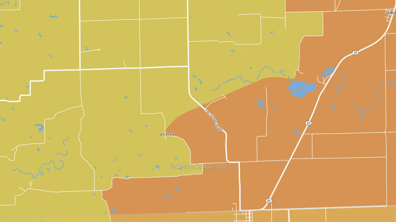 Wilbern, IL Map of Robbery Rates